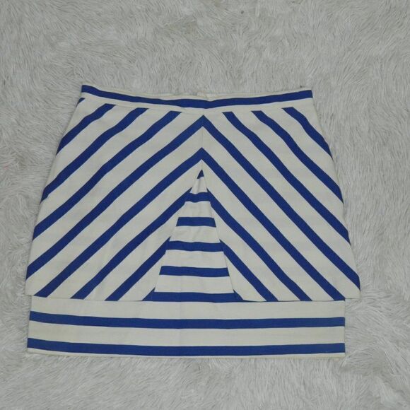 Zara Skirt Blue White ‎ Stripped Mini Skirt Size Medium - Picture 6 of 10